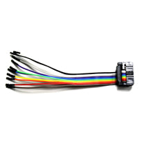Dediprog 10-Pin ISP Split Cable, ISP-SP-CB. The 10-Pin Split Cable has a 14-pin header(only 10 of them are used for the ISP Split Cable) which can be connected to the SF100 ISP header directly. Each individual split cable has a different color and is labeled with the pin name so that they are easy to identify.