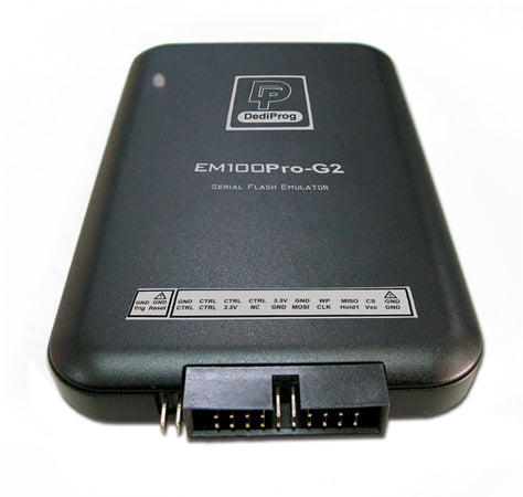 Dediprog EM100Pro G2, Em100Pro_G2. EM100Pro is DediProg Serial Flash Emulator based on RAM memory in order to offer the best update performances. This advanced tool has been designed in closEM100Pro-G2 is DediProg SPI NOR Flash emulator integrated high-speed DRAM memory to offer the best code updating performances. This advanced tool has been designed in close cooperation with the SPI NOR Flash suppliers to emulator the behavior of all the SPI NOR Flash on the market and also the next generation SPI NOR Flash.