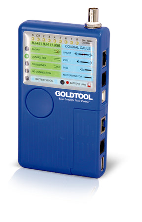 Goldtool TCT-180, TCT-180. TCT-180 can be used to verify the condition of cable, both before and after their installation. The passive module can be separated for testing the remote end of installed network cabling. One button testing offers easy operation and multiple LEDs give clear testing results. The unit will also automatically shut off when not in use.