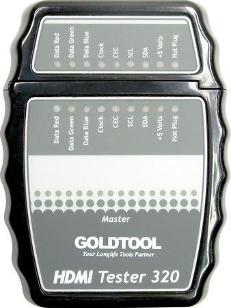 Goldtool TCT-320, TCT-320. This HDMI (High Definition Multimedia Interface) Cable tester is designed to check and troubleshoot the pin connections of HDMI cables. It is ideal for testing the continuity of each pin of an HDMI cable prior to installation on equipments.