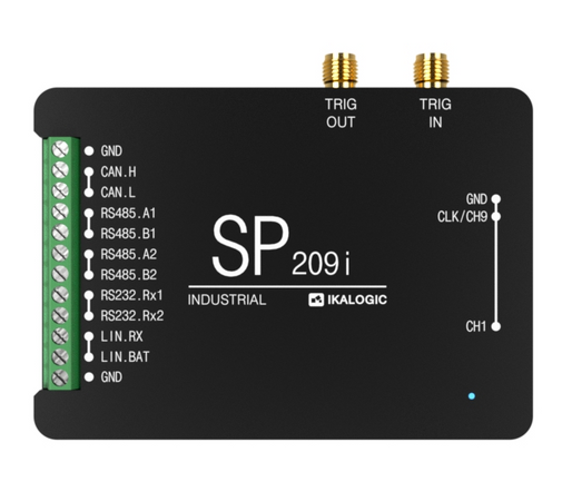 Ikalogic SP209i Logic Analyzer, SP209i. SP209 series logic analyzers and protocol decoders offer in depth analysis of logic signals and protocols with 200 MHz (5ns) timing resolution. 9-channel operation allows 8-bit parallel data to be captured along with a clock or strobe signal. SP209 series logic analyzers rely on ScanaStudio software to capture, display, analyze and decode signals.