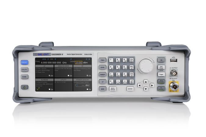 Siglent SSG5000X Series, SSG5040X. SIGLENT’s SSG5000X series of signal generators can generate analog and vector signals, and have a frequency range of 9 kHz to 4 GHz/6 GHz. They feature the industry-leading performance in phase noise, spectral purity, bandwidth, EVM, output power. The internal IQ modulation generator and waveform playback function make it easy to create even the most complex signal types.