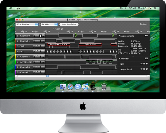 Saleae Logic 8 software running on Mac