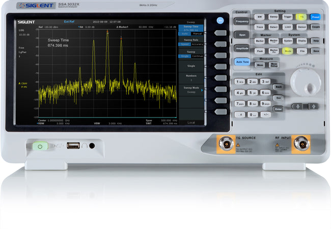 Siglent SSA3000X Series, SSA3021X. The Siglent SSA3000X is a series of professional spectrum analyzers with a range from 9 KHz up to 3.2 GHz. The series have a bright easy to read display, powerful and reliable automatic measurements and plenty of impressive features.