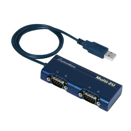 SystemBase Multi-2/USB Combo, . The Multi-2/USB Combo enables connection of two RS422/485 asynchronous serial devices to a standard USB port with a maximum transmission speed of 921.6Kbp.