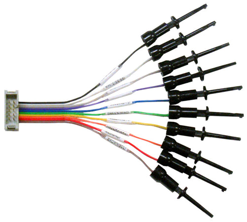 Total Phase 10-Pin Grabber Clip Split, TP240411. 10-Pin Grabber Clip Split Cable makes it easy to connect your Aardvark I2C/SPI Host Adapter, Beagle I2C/SPI/MDIO Protocol Analyzer, or Cheetah SPI Host Adapter to your target with individual flying leads.